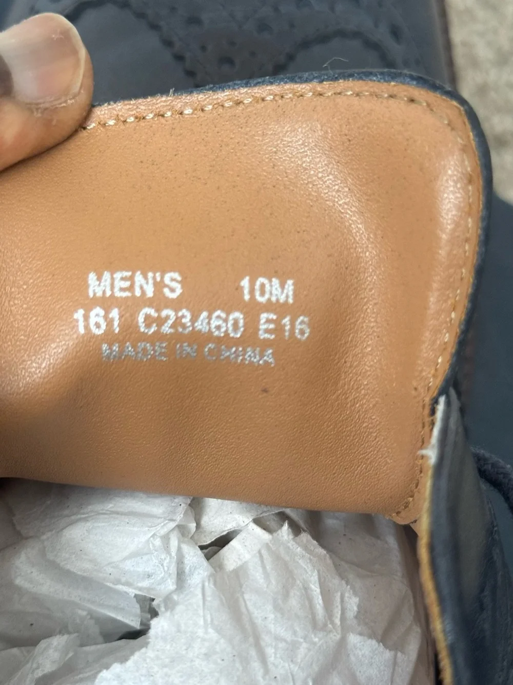 Cole Haan Navy Brogue Derby with Brown Stacked Sole